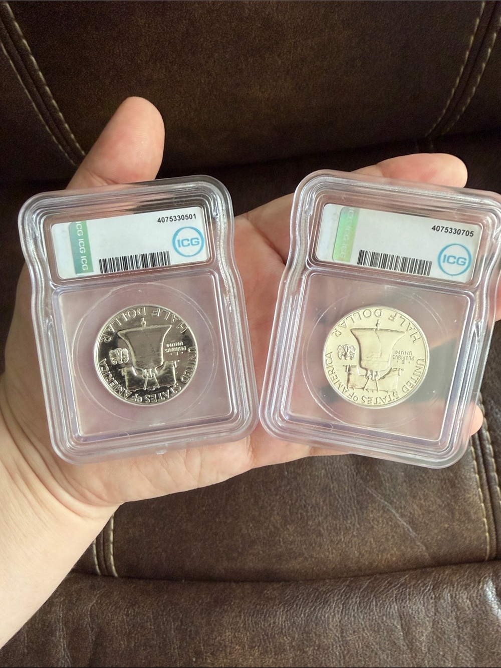 2pc LOT •FRANKLIN HALF DOLLAR• Graded ICG PR-67 >> 1961 & 1963 - Picture 2 of 8